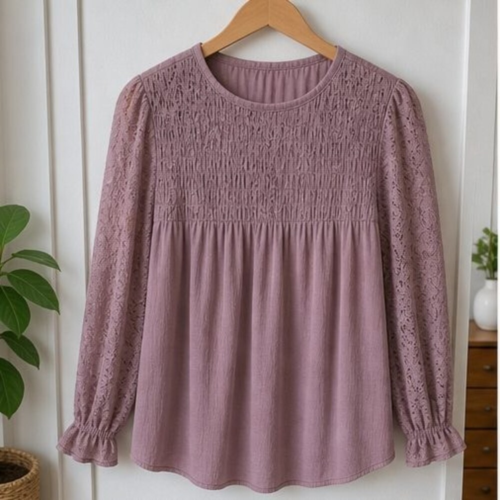 Mauve Smocked Top